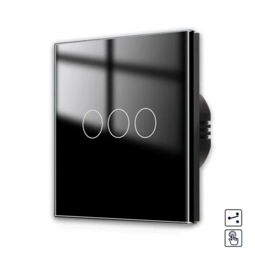 Revolo Touch dotykový schodišťový vypínač Sense č.5B (6+6+6) – černý