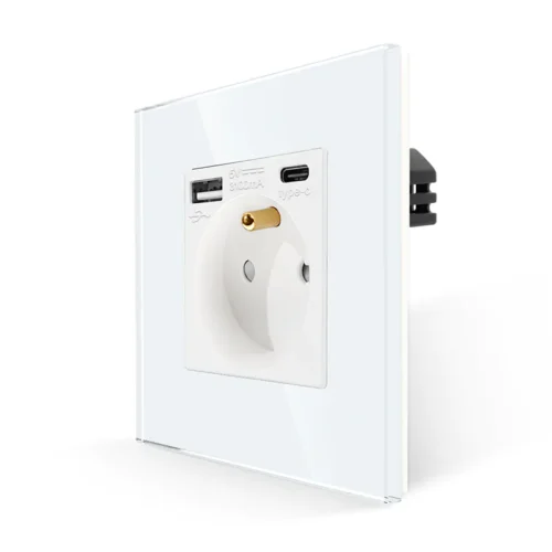 Revolo elektrická zásuvka FR s USB A+C / 20W Fast charging – Bílá