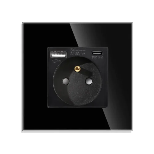 Revolo elektrická zásuvka FR s USB A+C/20W – Černá