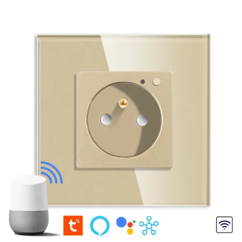 Revolo WiFi elektrická zásuvka 16A typu FR - Zlatá