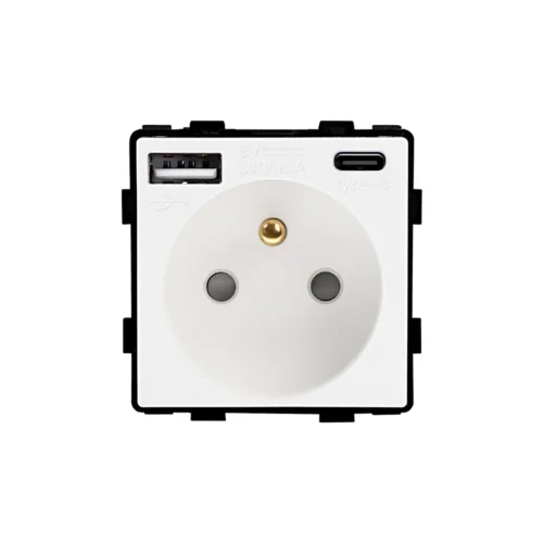 Revolo Touch elektrická zásuvka FR s USB A+C / 20W Fast charging – Biely modul