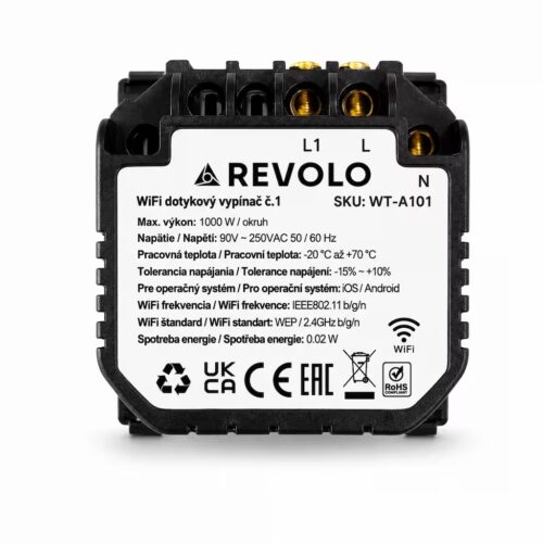 Revolo WiFi dotykový vypínač č.1 (L+N) - Modul - Obrázek 2