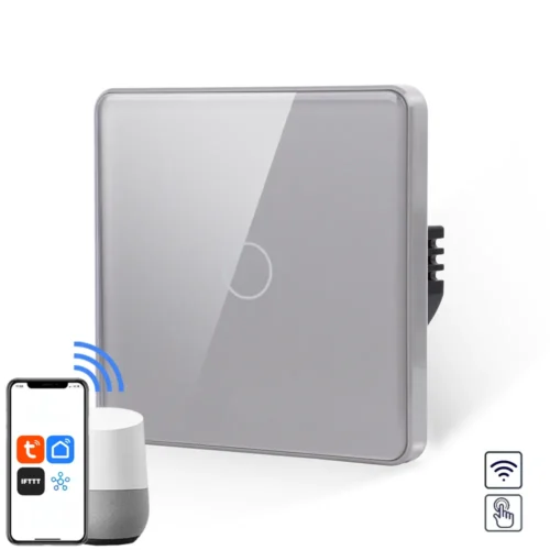 Revolo WiFi dotykový vypínač č.1 (L+N) - Stříbrný zaoblený
