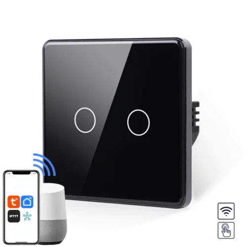 Revolo WiFi dotykový vypínač č.5 (L+N) - Černý zaoblený