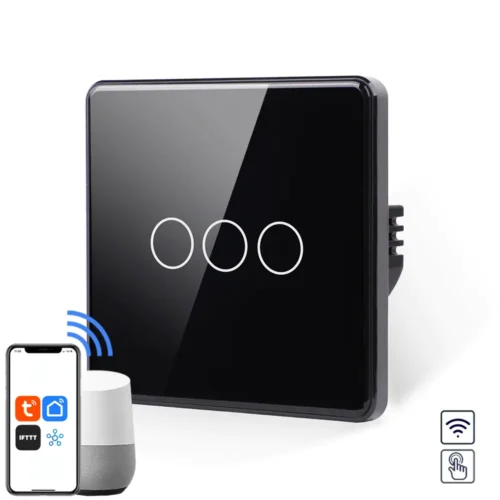 Revolo WiFi dotykový vypínač č.5 tříokruhový - Černý zaoblený