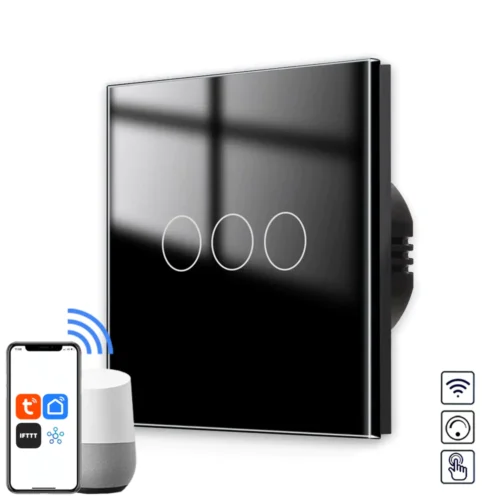 Revolo WiFi + Bluetooth dotykový stmívač č.5 (3 okruhy) - Černý