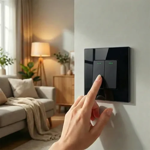 Mechanický skleněný vypínač Revolo č.5 – černý - Obrázek 2