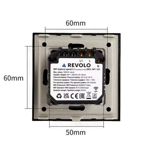 Revolo WiFi + Bluetooth dotykový vypínač č.1 - Bílý - Obrázek 3
